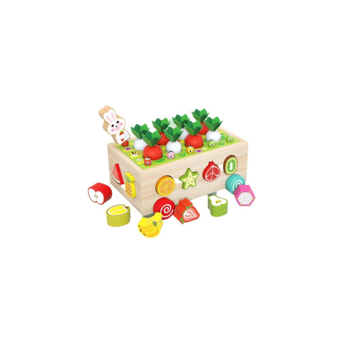 GENERICO - Juego madera montessori didáctico zanahorias gusanos formas pesca