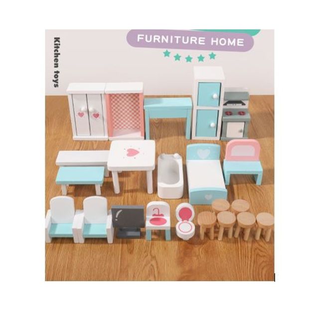 GENERICO - Muebles en miniatura para casa de muñecas 22 unidades B144