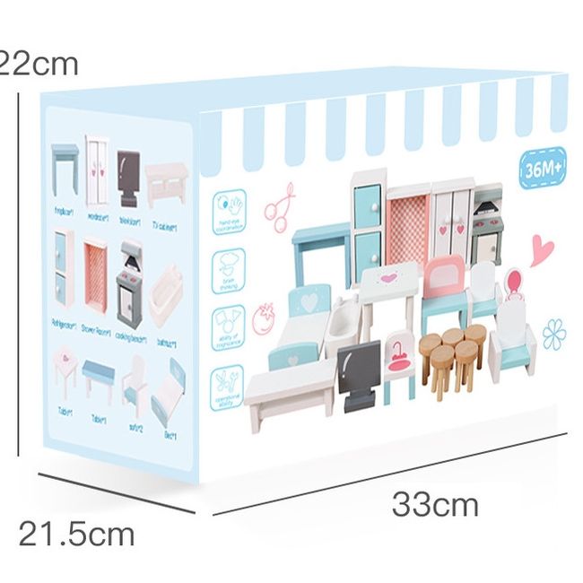 GENERICO - Muebles en miniatura para casa de muñecas 22 unidades B144