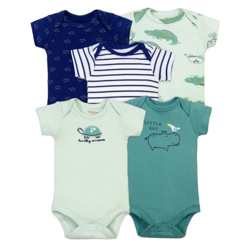 TEDMIMAK - Pack 5 Bodys Tortuga Niño Tedmimak Algodón Manga Corta