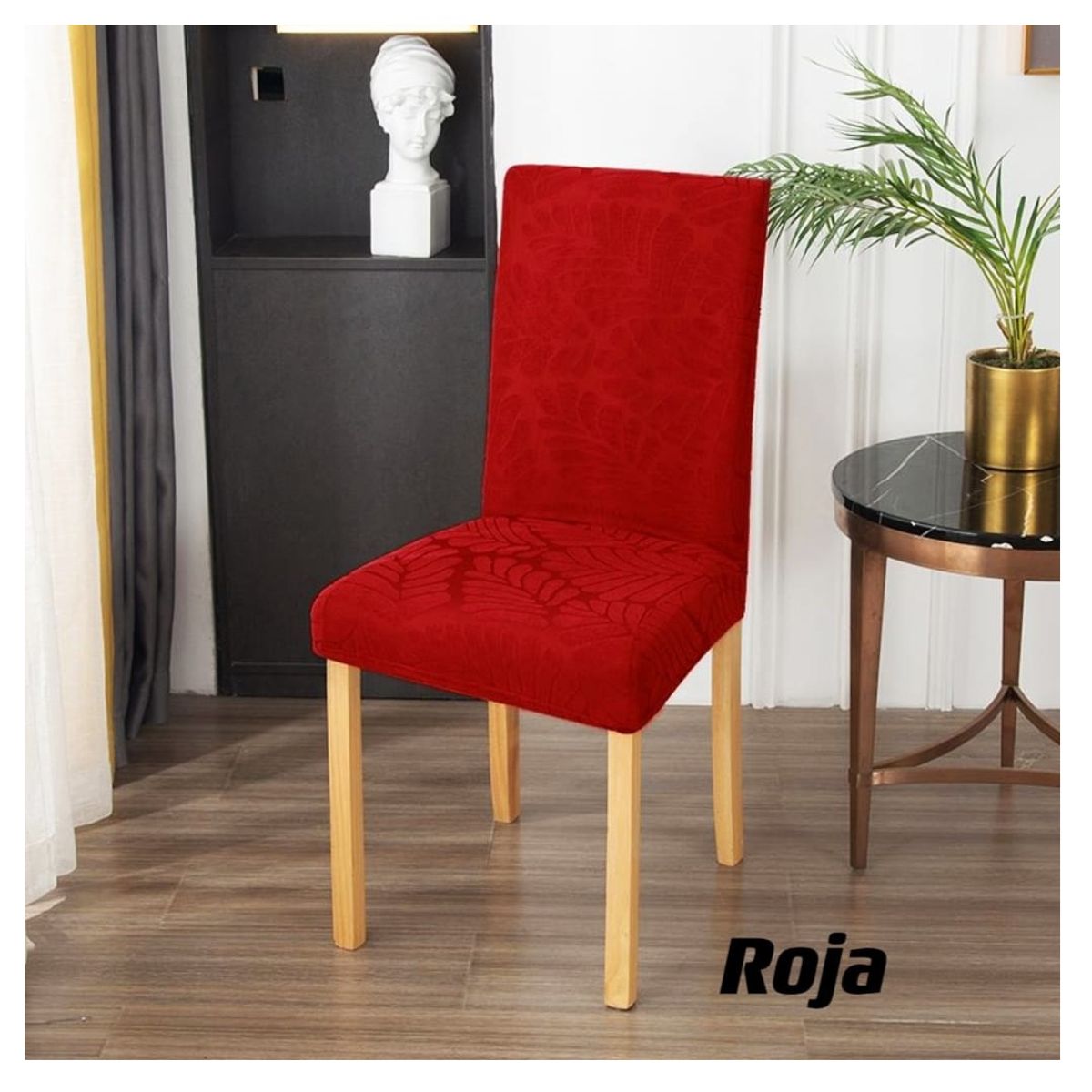 GENERICO - fundas para silla de comedor diseño hojas 6 unidades