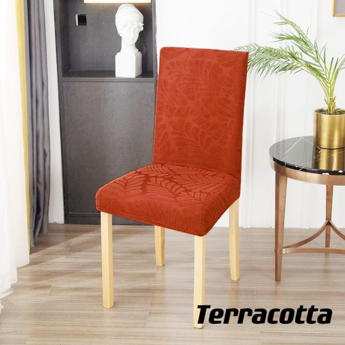 GENERICO - fundas para silla de comedor diseño hojas 6 unidades