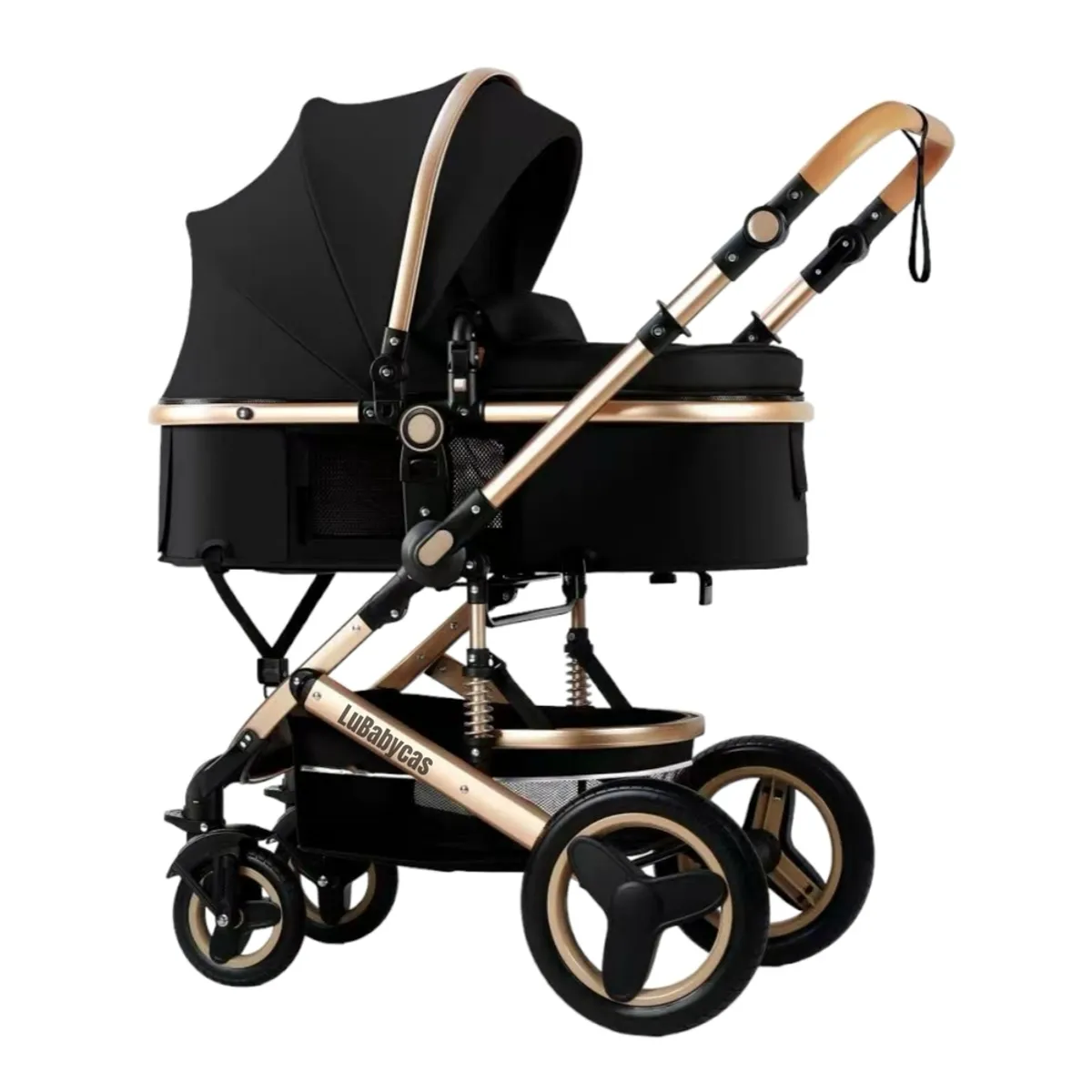 LUBABYCAS - Coche Cuna Moisés Con Accesorios Lubabycas Negro