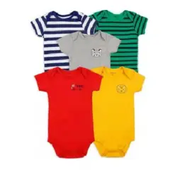 TEDMIMAK - Pack 5 Bodies Manga Corta Liso 100% Algodón Surtido