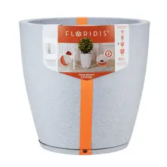 FLORIDIS - MACETERO GRIS CLARO AMSTERDAM 45CM ALTO CON PLATO