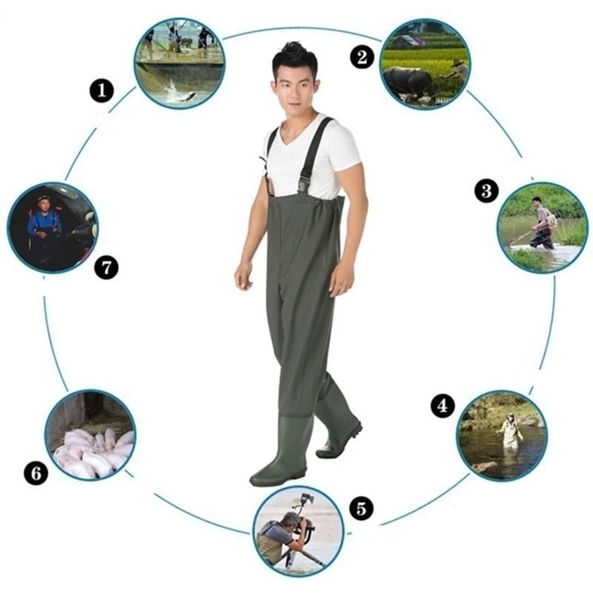 U BUY - Waders Pesca Botas Para La Pesca Trajes Pesca Wader De Pesca 43 yardas