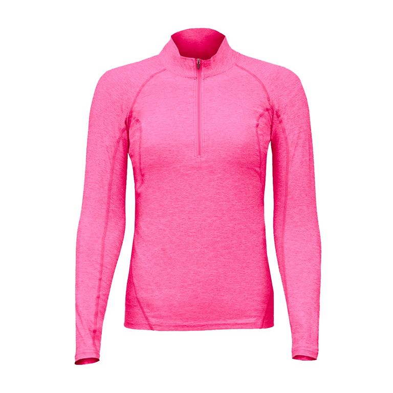 Polera Dry Fit Manga Larga Con Cierre Pale Rosado Mujer.- Rosa XS