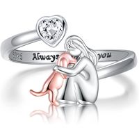 Anillo plata 925 ajustable mujer perro mascota regalo elegante.-