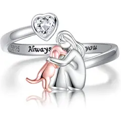 GENERICO - Anillo plata 925 ajustable mujer perro mascota regalo elegante