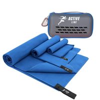 Toalla Baño Viaje De Microfibra De Secado Rápido, 3 Pcs - Azul