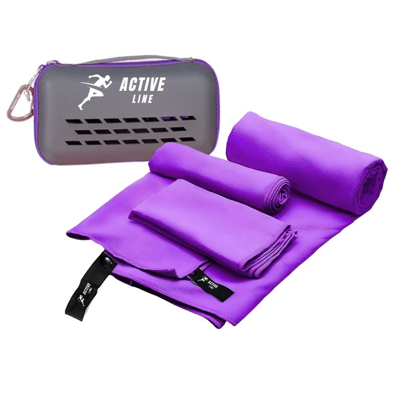 PARTYGLOBOS - Toalla Baño Viaje De Microfibra De Secado Rápido, 3 Pcs - Violeta