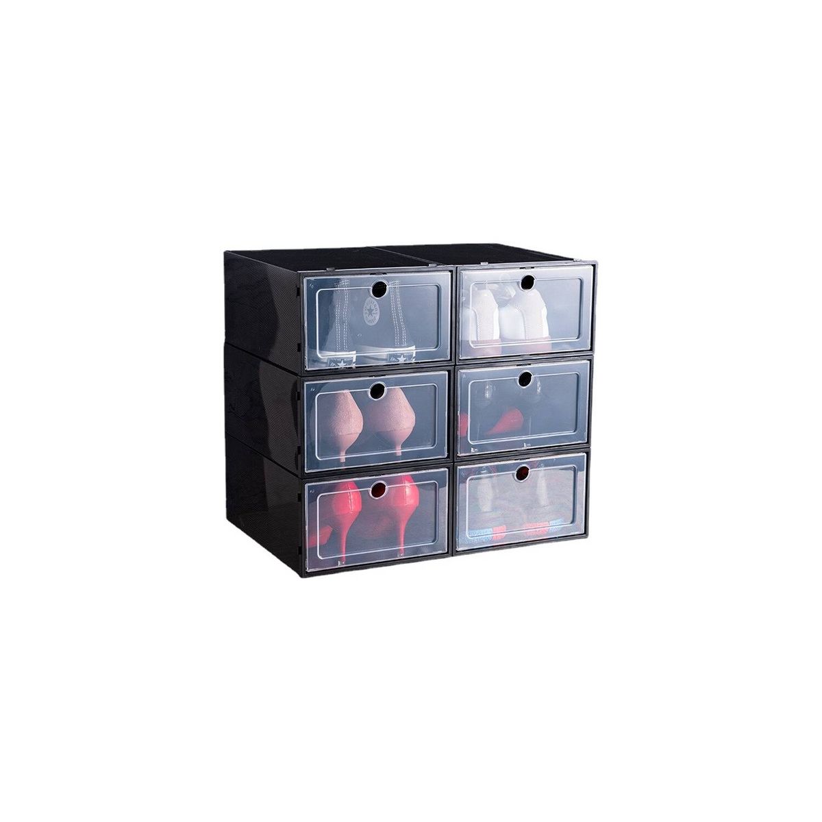 U BUY - Cajones Organizadores De Zapato Apilable Pack 6 Unidades  Negro