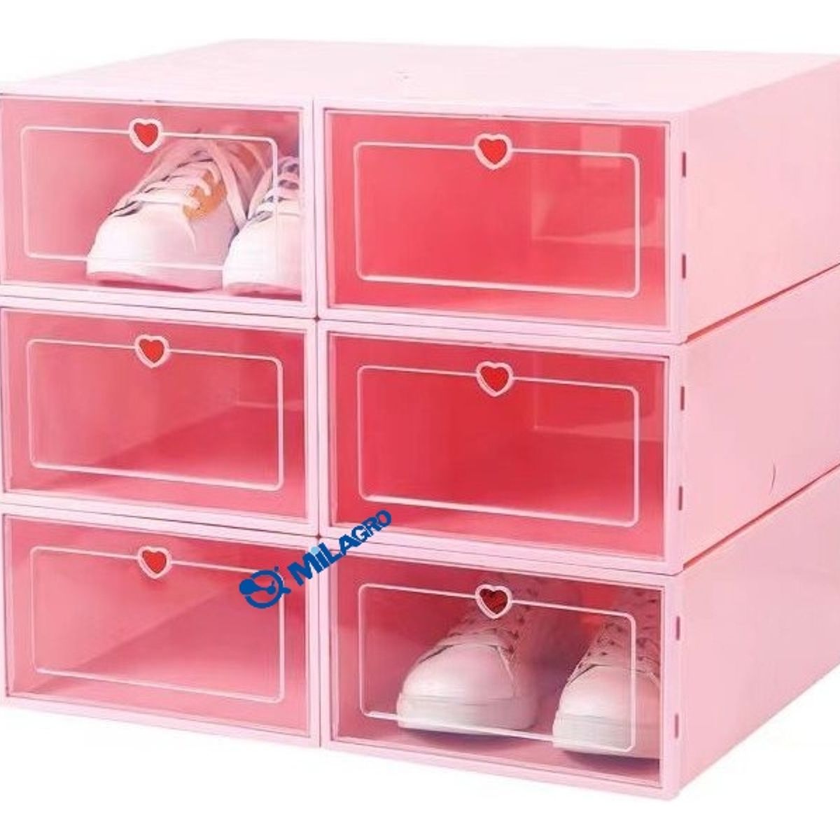 U BUY - Caja De Zapatos Love Grande 6 Piezas35*24*14cm Rosa