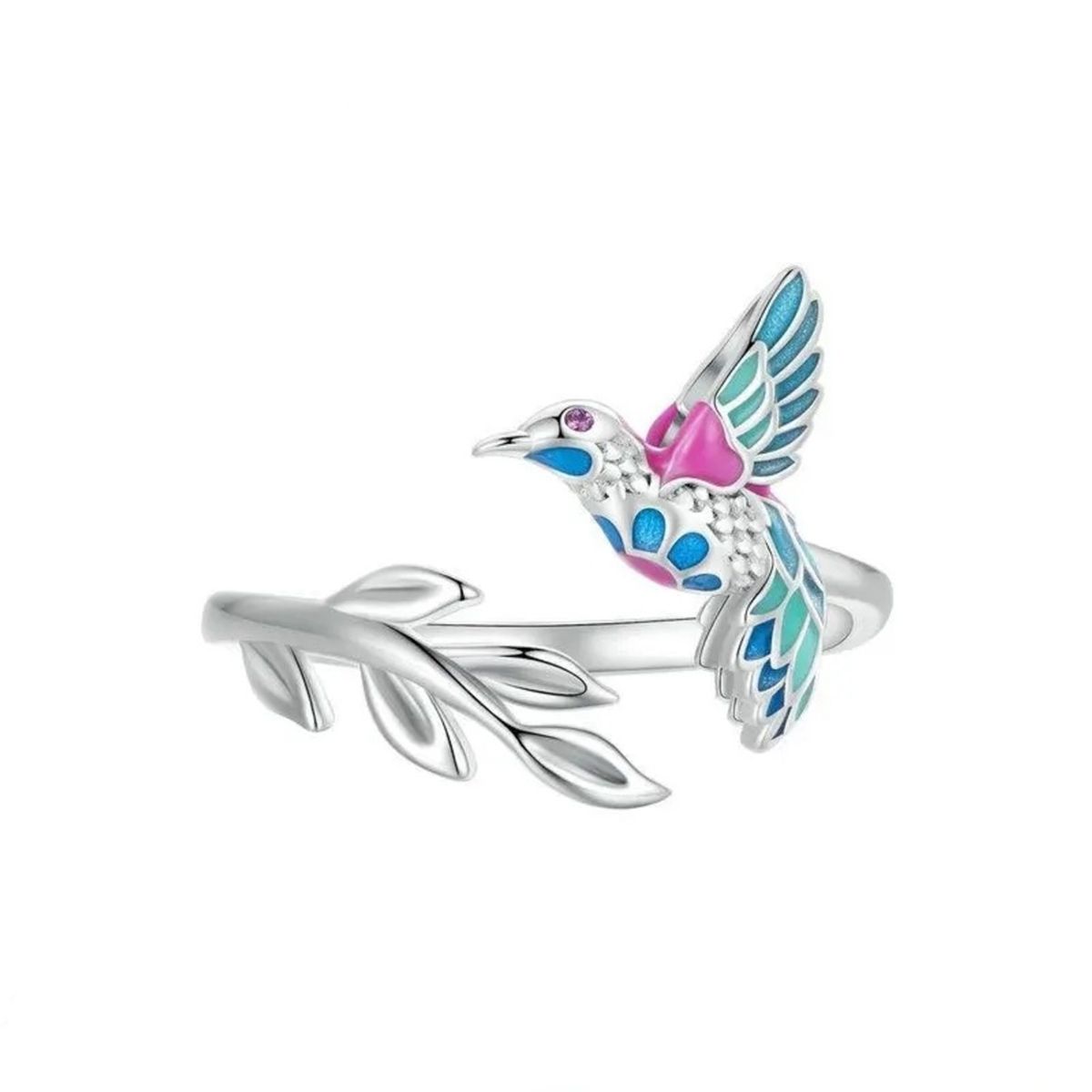 GENERICO - Anillo Colibrí multicolor plata 925 ajustable