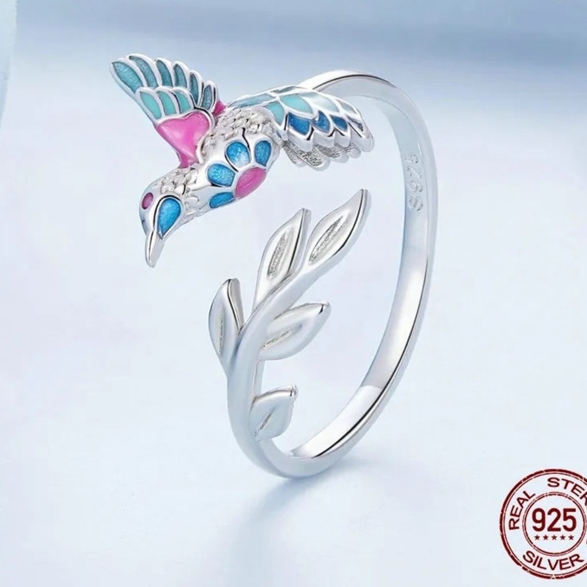 GENERICO - Anillo Colibrí multicolor plata 925 ajustable