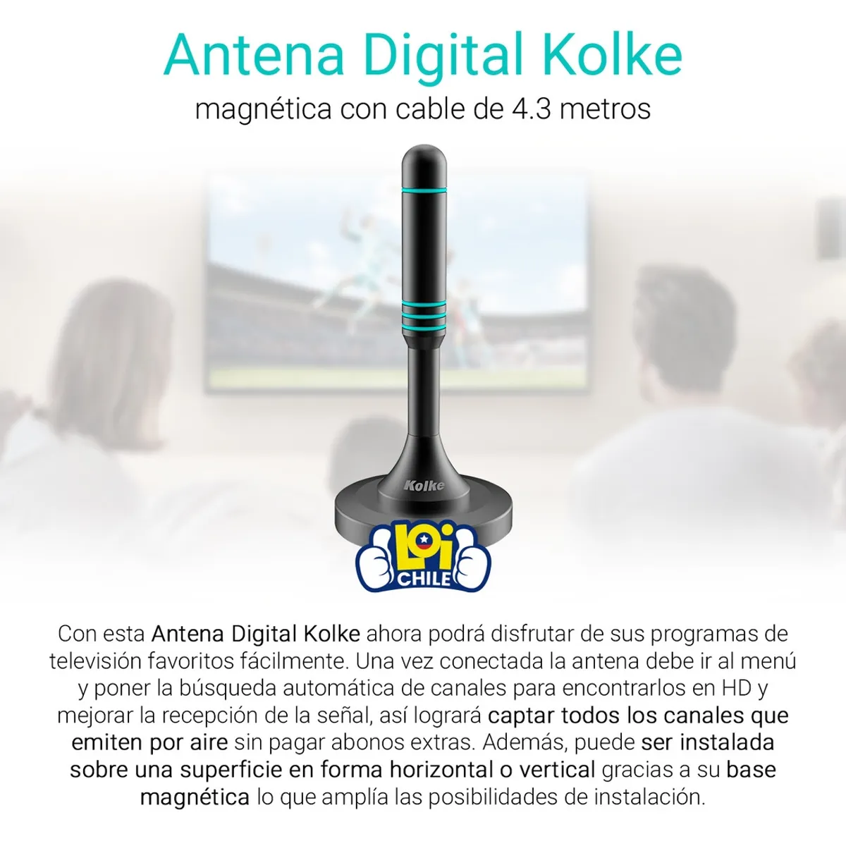 KOLKE - Antena de TV Digital HDTV Kolke Base Magnetica Recepcion 360 KOLKE