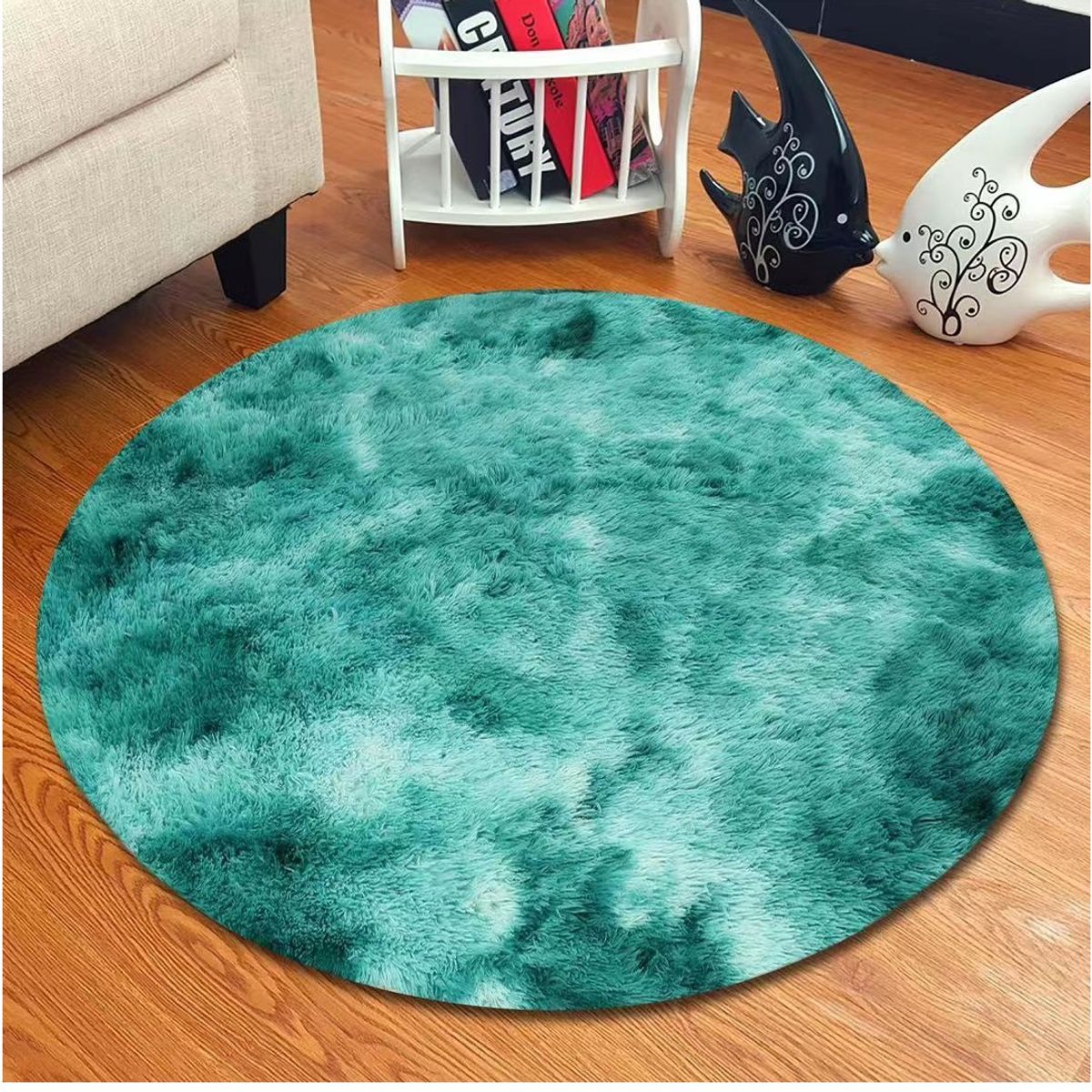 GENERICO - ALFOMBRAS REDONDAS 150 DIAMETRO TURQUEZA JASPEADO
