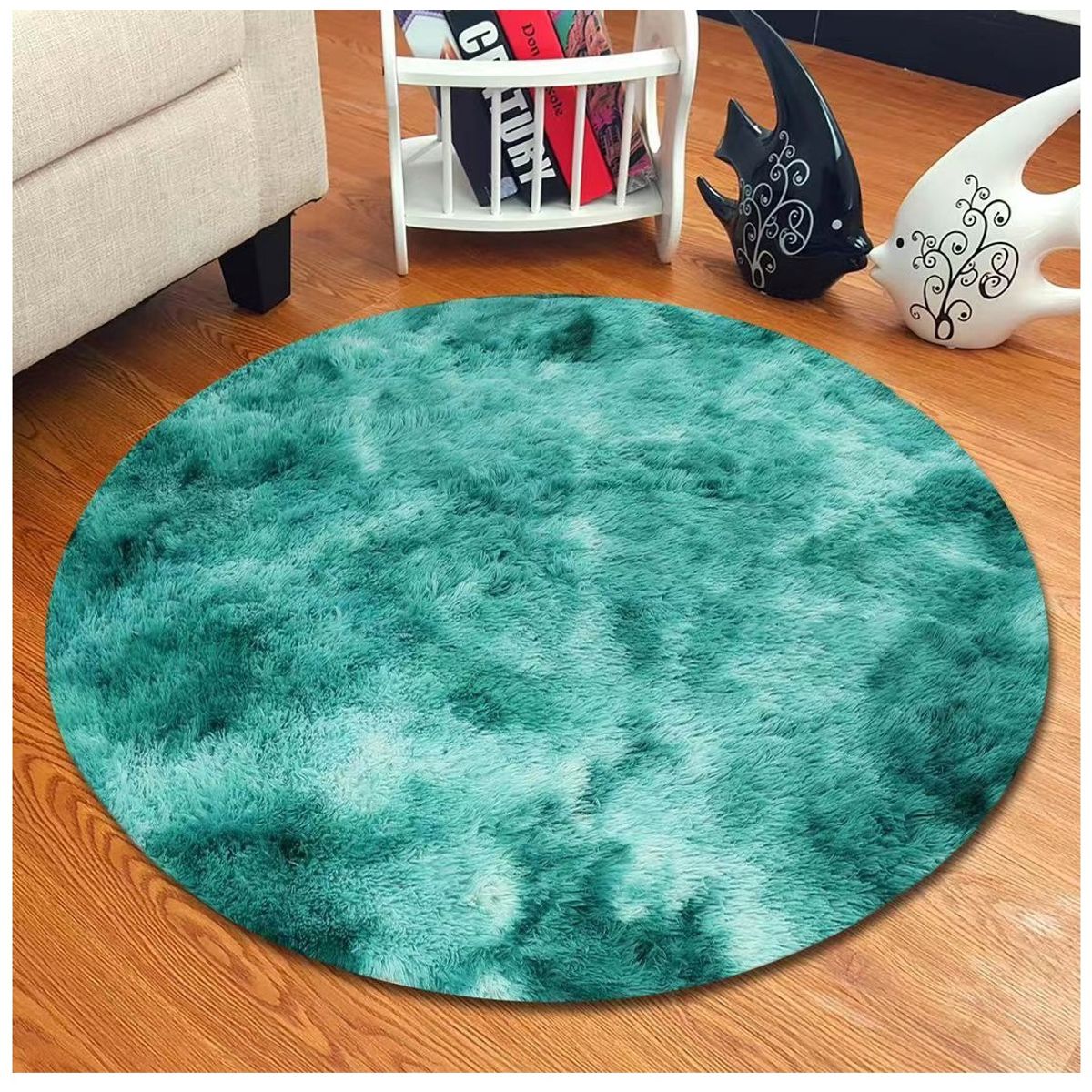 GENERICO - ALFOMBRAS REDONDAS 150 DIAMETRO TURQUEZA JASPEADO