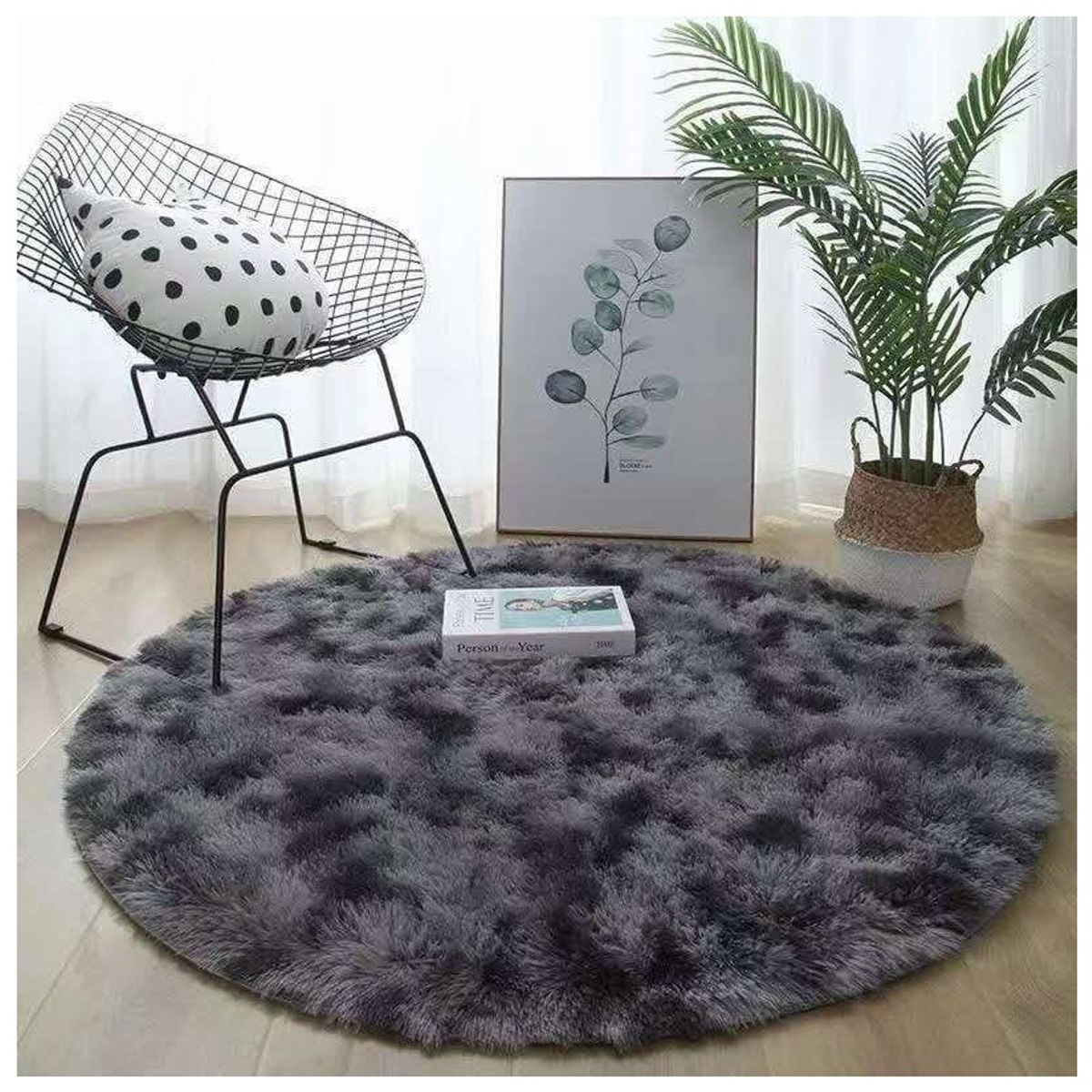 GENERICO - ALFOMBRAS REDONDAS 150 DIAMETRO GRIS JASPEADO