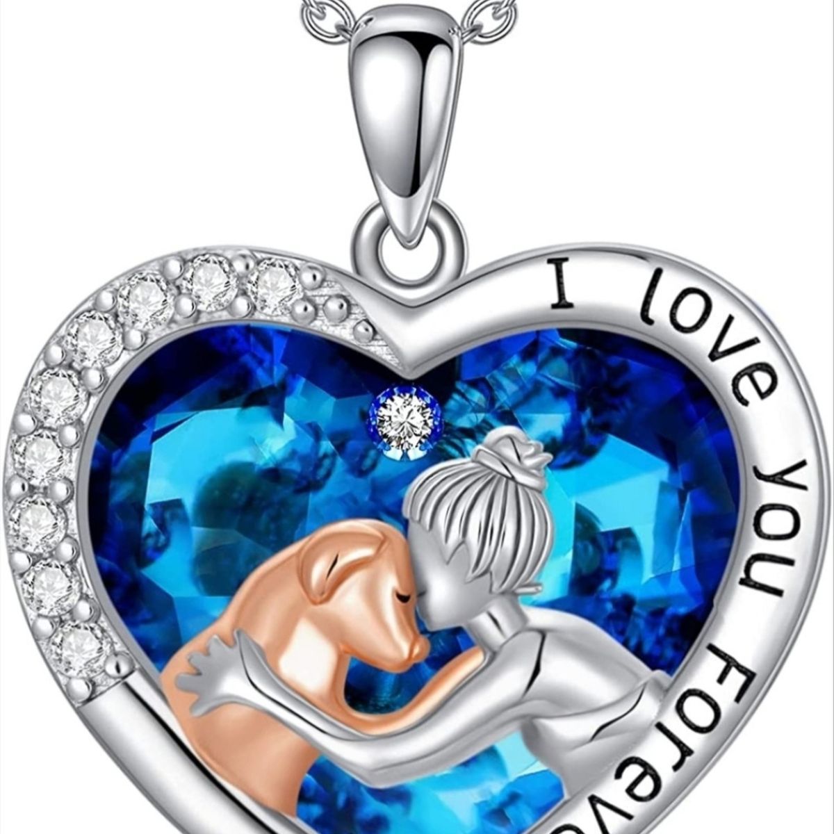 GENERICO - Collar mujer perro mascota cristal plata 925