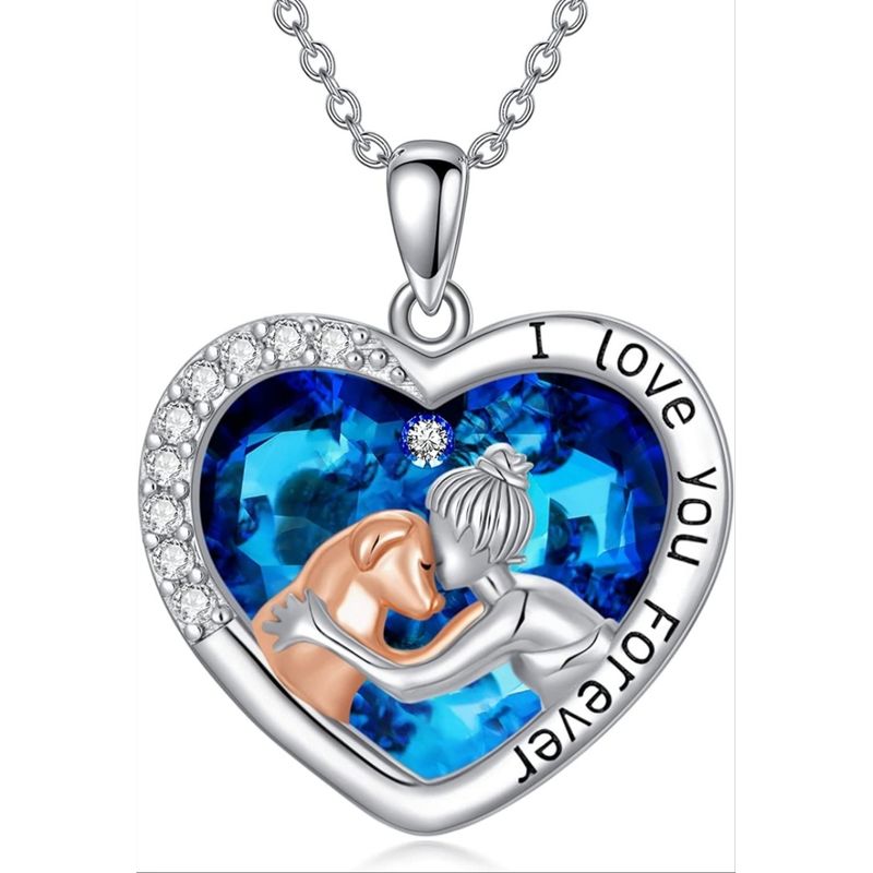GENERICO - Collar mujer perro mascota cristal plata 925