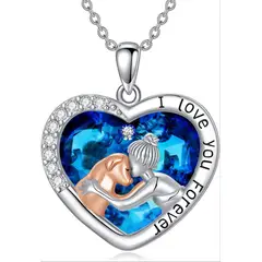GENERICO - Collar mujer perro mascota cristal plata 925
