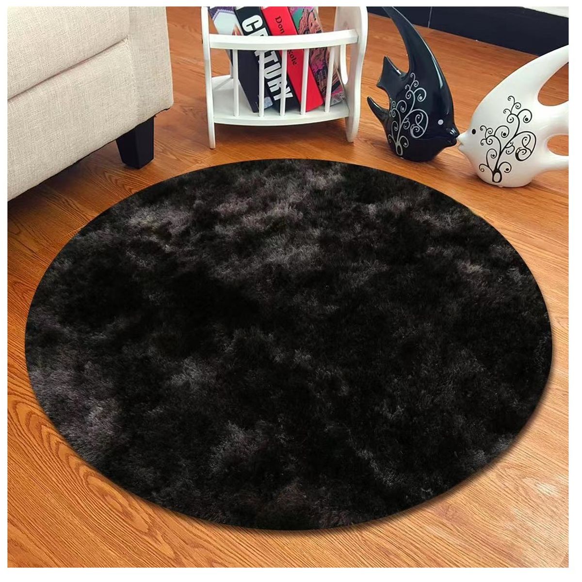 GENERICO - ALFOMBRAS REDONDAS 150 DIAMETRO NEGRO JASPEADO