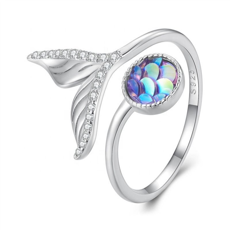 GENERICO - Anillo sirena pez plata 925 ajustable