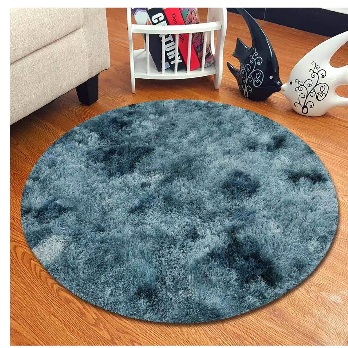 GENERICO - ALFOMBRAS REDONDAS 150 DIAMETRO AZUL JASPEADO