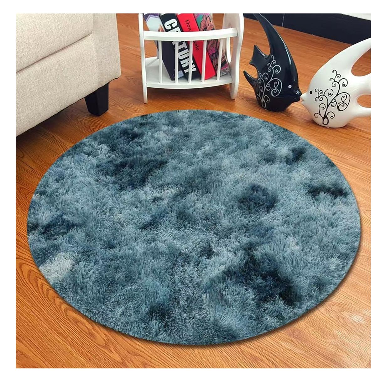 GENERICO - ALFOMBRAS REDONDAS 150 DIAMETRO AZUL JASPEADO