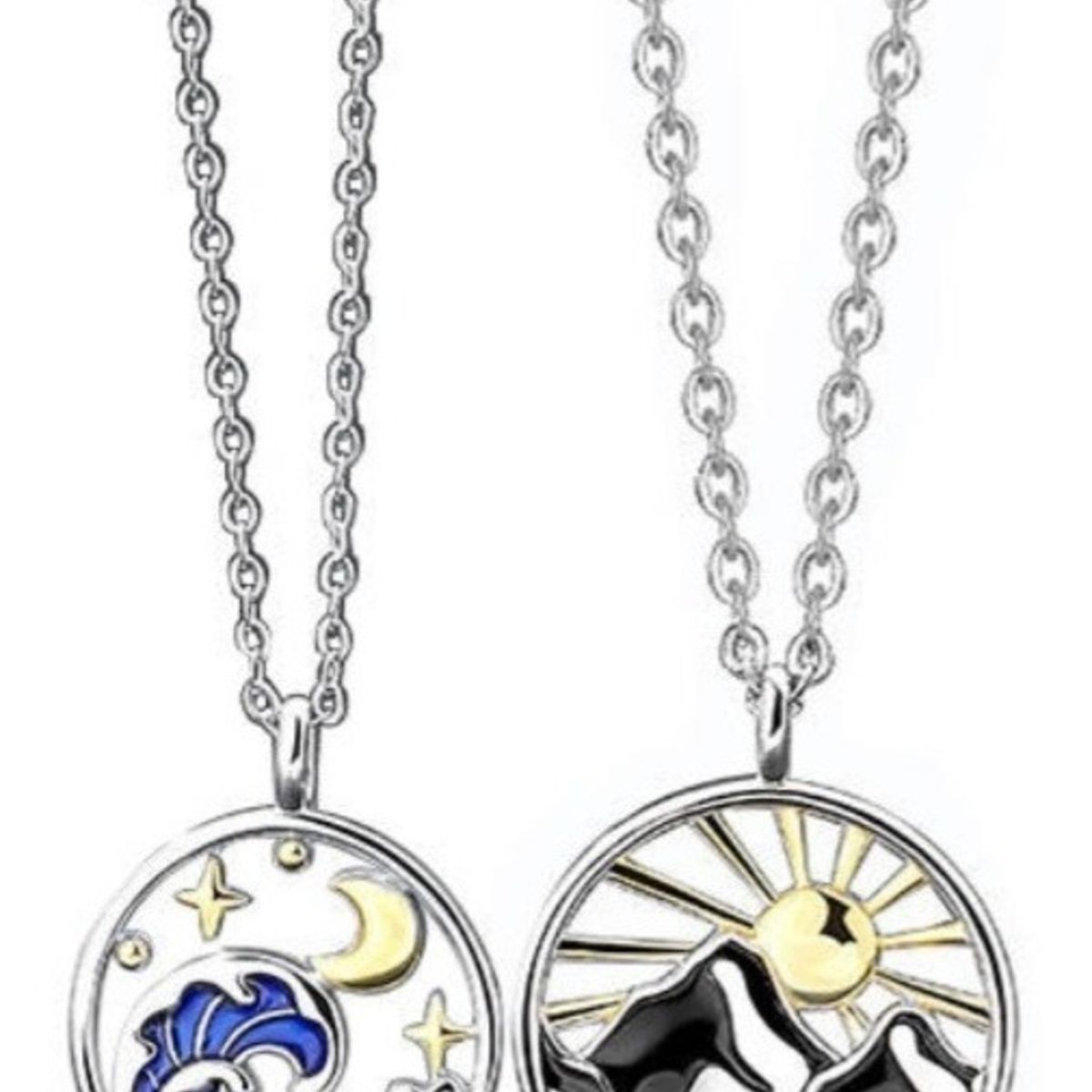 GENERICO - Collar Parejas sol y luna plata 925