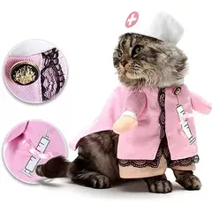 DEFENSOR FOREVER - Disfraz De Enfermera Para Mascotas GatosRosado Talla S