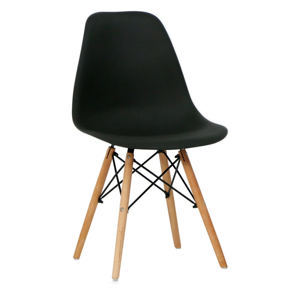 DONNA - Pack 4 Sillas Eames Empoli Patas de Madera y Marco Metálico Negra DONNA