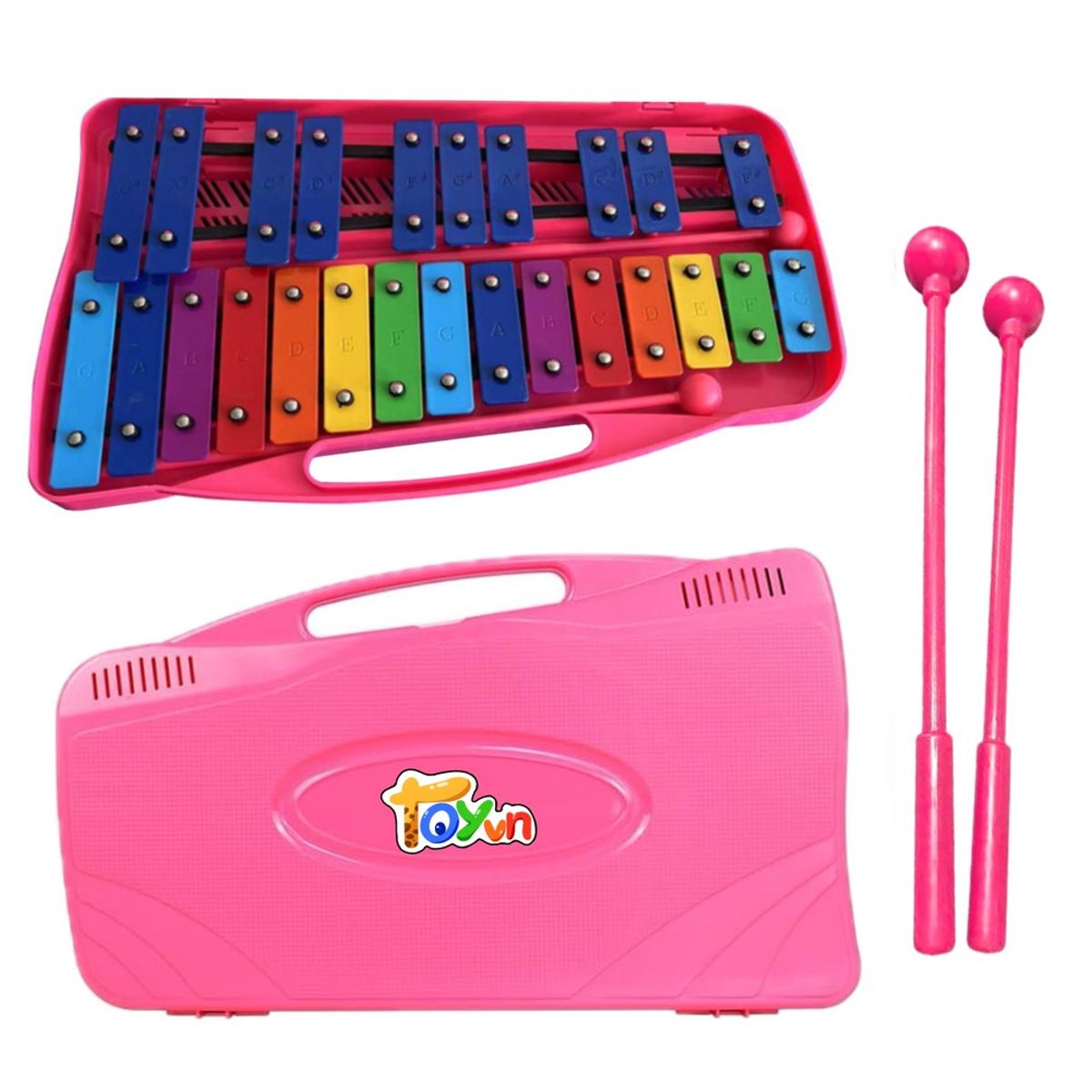 TOYUN TOYUN - Metalófono 25 Notas Cromático Didáctico Rosa