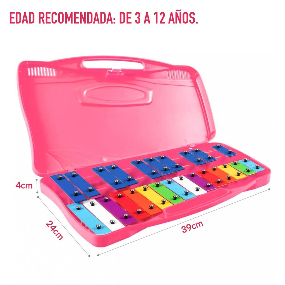 TOYUN TOYUN - Metalófono 25 Notas Cromático Didáctico Rosa