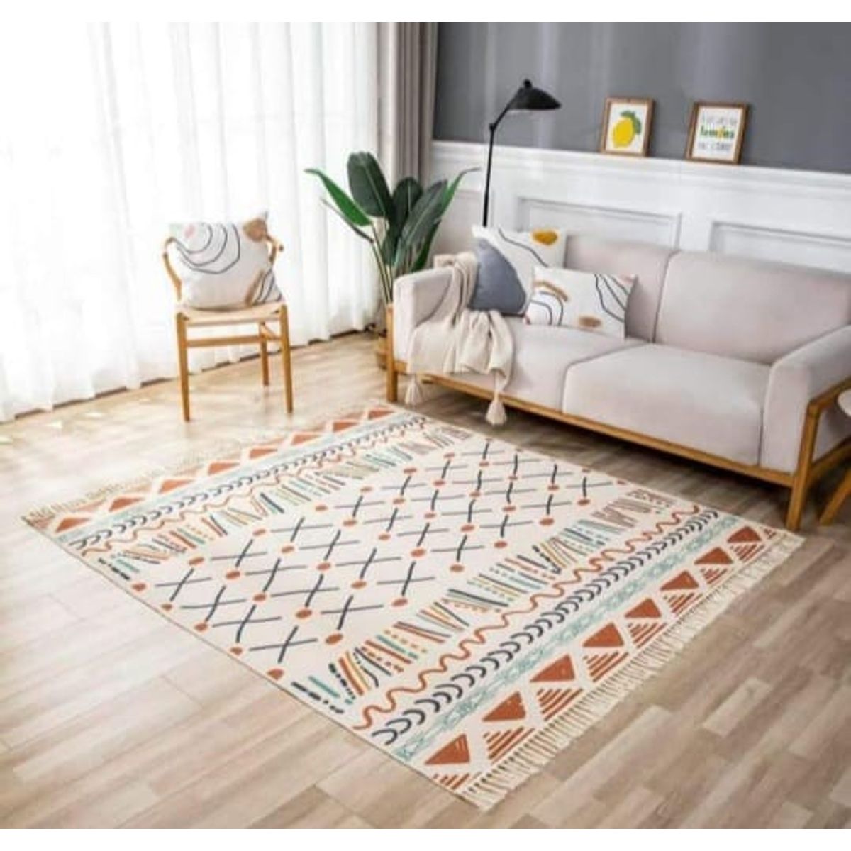 ANGELES DEL HOGAR - Alfombra de Estilo Étnico 180x200 cm