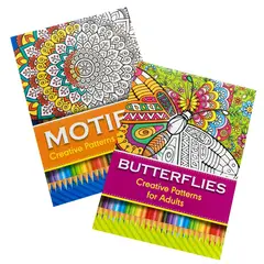 GENERICO - Pack 2 libros para colorear mandalas y mariposas