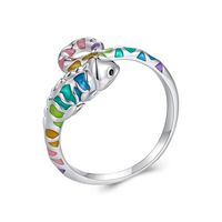 Anillo camaleon arcoiris plata 925 ajustable