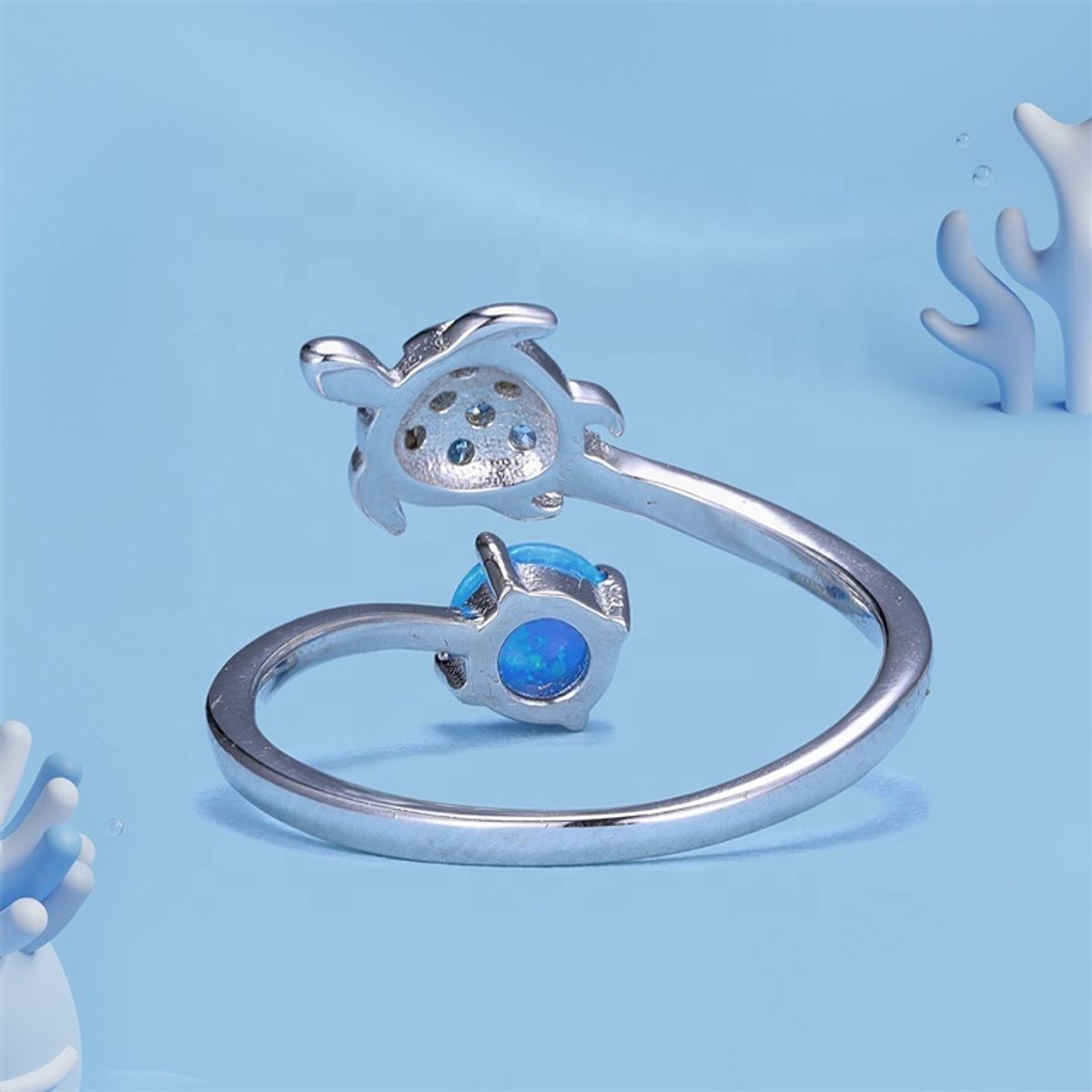 GENERICO - Anillo Opalo tortuga plata 925 ajustable