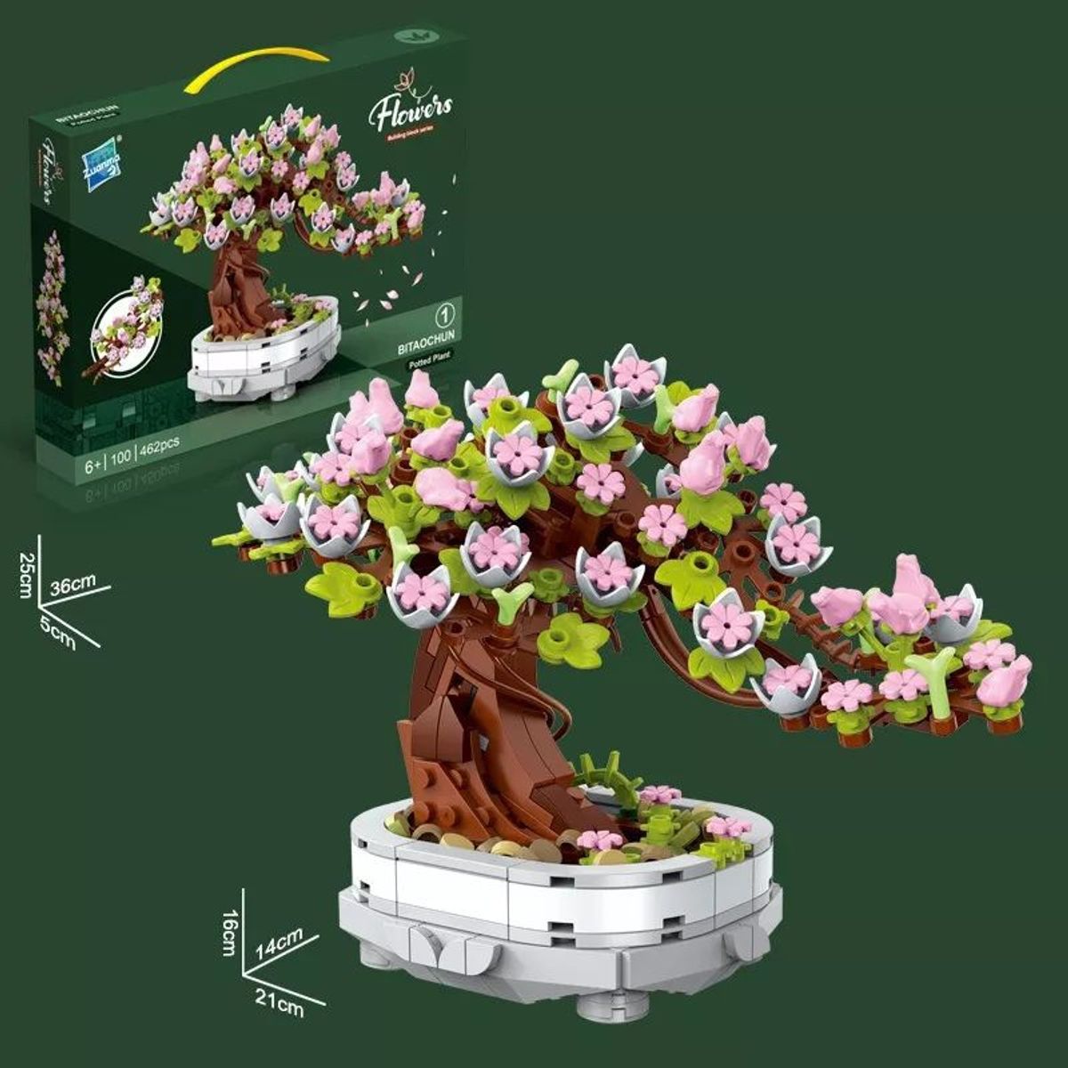 KUANGYE - Bonsai De Cerezos En Maceta Para Armar Lego Compatible