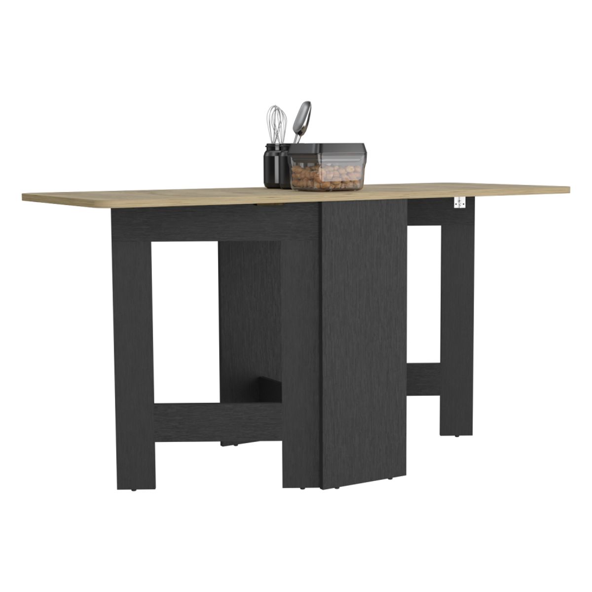 FMFURNITURE - Mesa Abatible - Negro Café Claro 78.6x60x31.3 cm