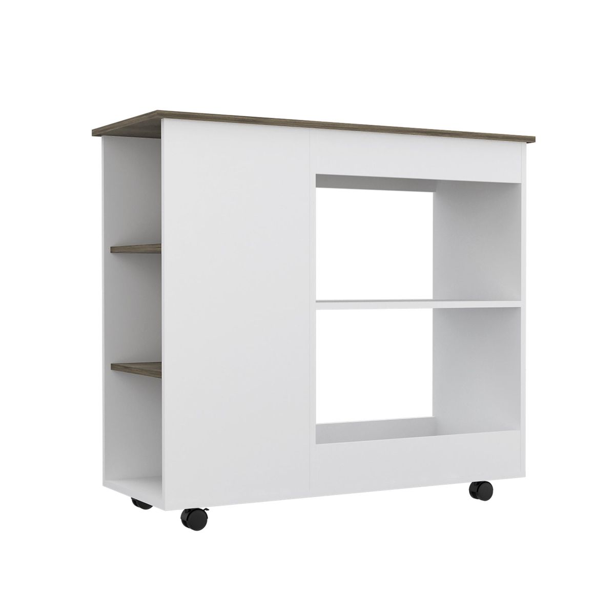 FMFURNITURE - Isla De Cocina Con Ruedas Blanco 49x120x32 cm