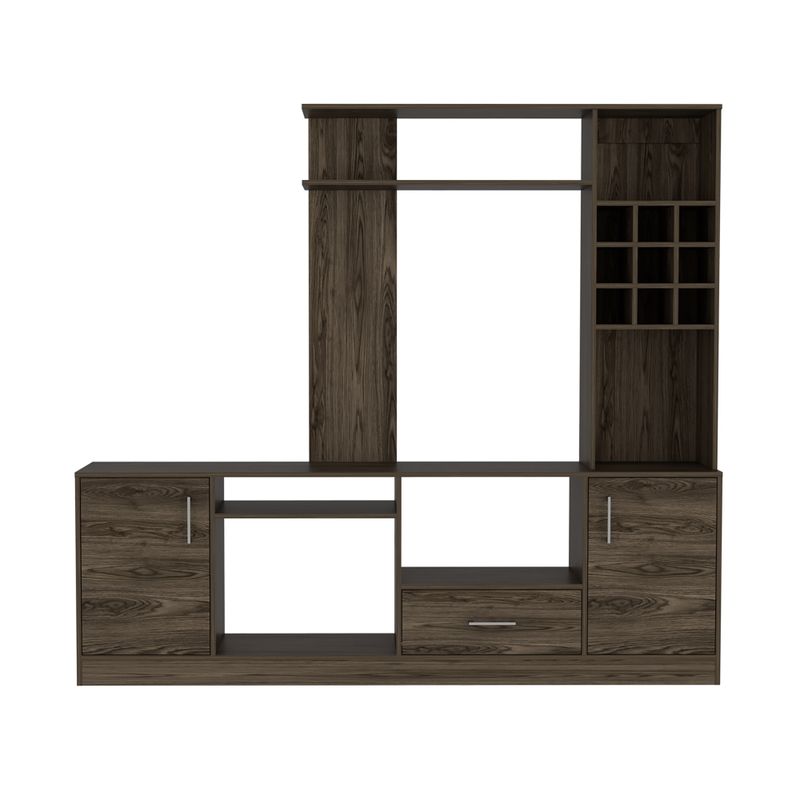 FMFURNITURE - Estante TV 60" Bar Incluido Fm-001O - Cafe Oscuro