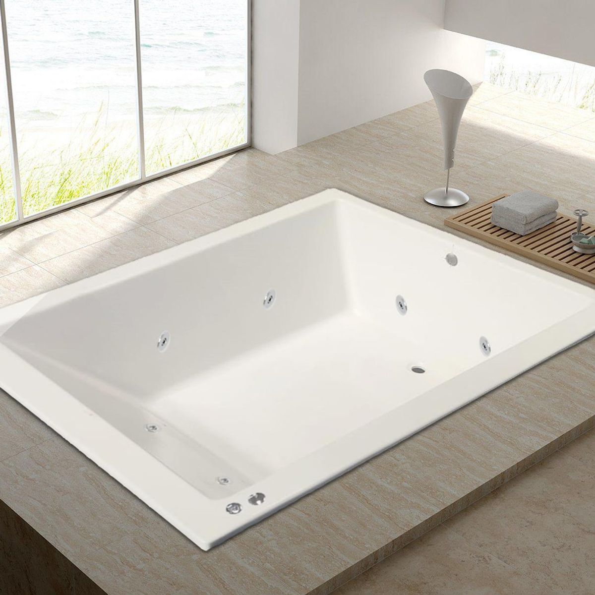 BUCK Y BUCK - Tina de Hidromasaje (185x120x48cm) 8 Inyectores, Motor Derecha