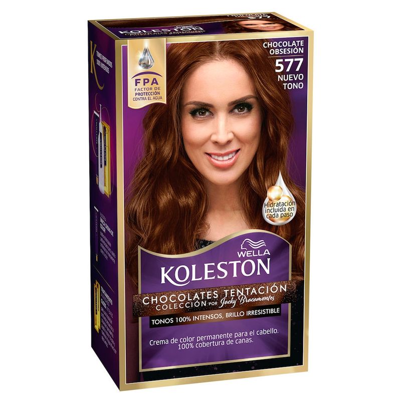 KOLESTON - Kit Tintura Perm Tratamiento Hidratan 577 Chocolate Obsesión.