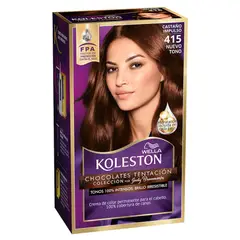 KOLESTON - Kit Tintura Perm- Tratamiento Hidratante 415 Impulso Castaño.