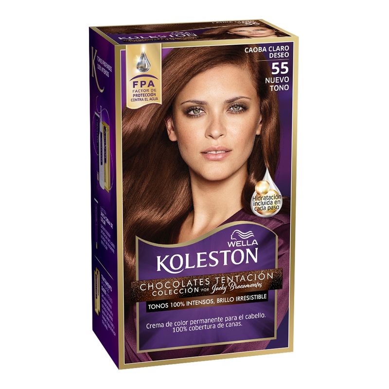 KOLESTON - Kit Tintura Permanente Tratamiento Hidratante 55 Caoba Claro.