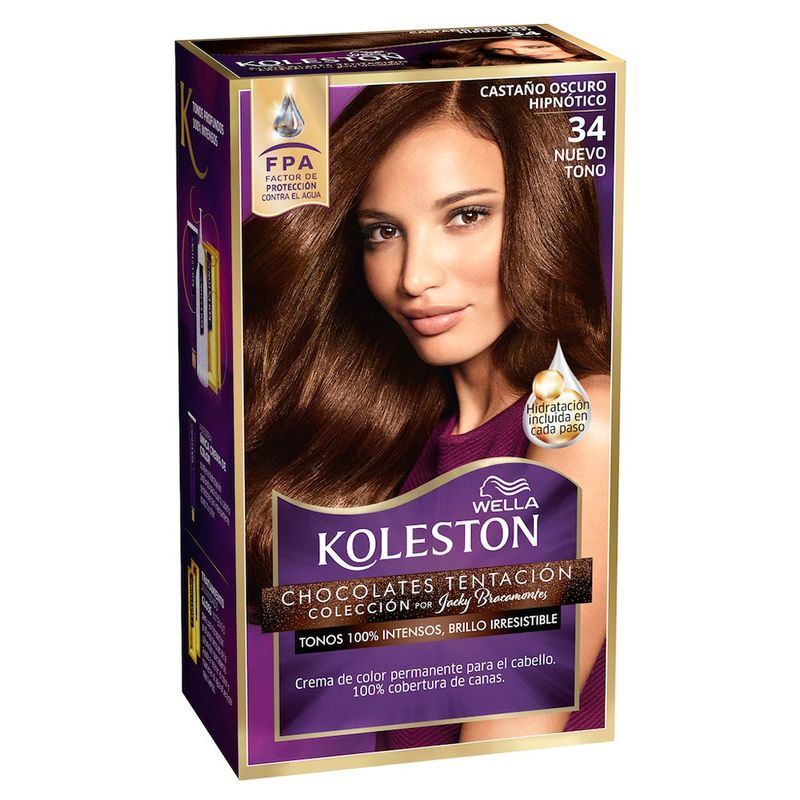 KOLESTON - Kit Tintura Perm Tratamiento Hidratante 34 Castaño Oscuro.