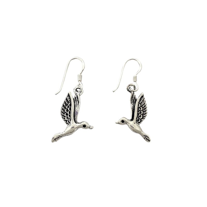 ANDREA COGGIOLA JOYAS - Aros Colibrí Colgante Gancho Plata Fina 925 Envejecida