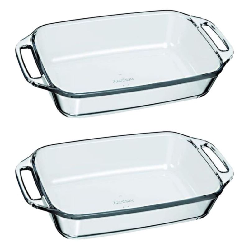 GENERICO - X2 Asadera Marinex Rectangular Vidrio Templado 3500ml